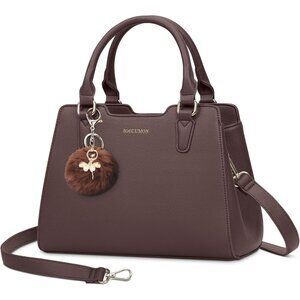 Women Coffee PU leather Top-Handle  Waterproof Anti Theft Leather Purses Handbag
